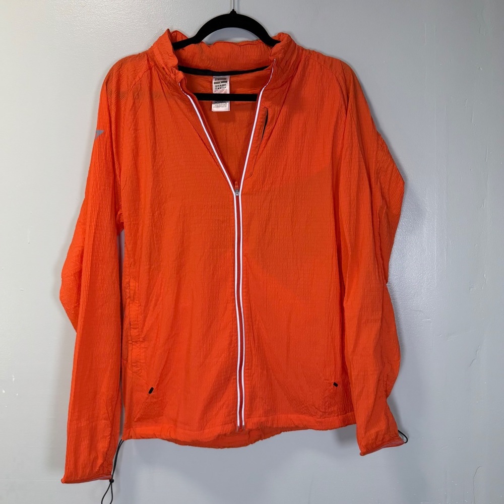 Gymshark Mens Orange Crinkle Textured Full Zip Hooded‎ Windbreaker Jacket Small